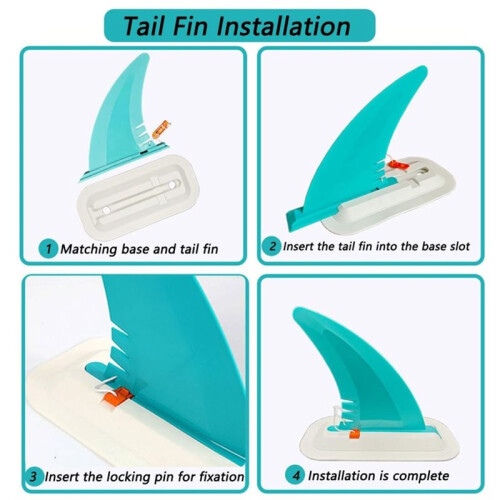 Fins de Surf Infláveis para Prancha de Stand  Paddle de 7 Polegadas, Fins Centrais Únicos com Base, para Prancha Longa de Stand  Paddle e Prancha 2