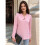 Women'S Solid V-Neck Button Decor Loose Long Sleeve T-Shirt  S 5