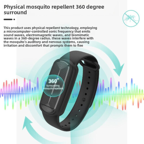 Kit com 3 Pulseiras Repelentes Ultrassônicas Inteligentes em Preto e Branco para Repelir Mosquitos e Insetos - Repelente Eletrônic 2