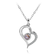 Halskette mit Projektionsanhänger "Ich liebe dich" in 100 Sprachen Silber