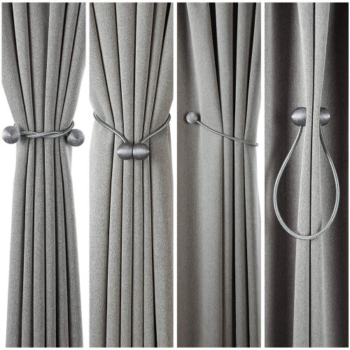 Magnetische Vorhanghalter Silbergrau 2er-Pack   8-pack 2
