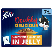 FELIX Doubly Delicious 7+ Countryside Selection in Jelly Wet Cat Food 12x85g (Pack of 4)