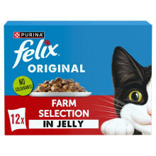 FELIX Original Farm Selection in Jelly Wet Cat Food 12x85g (Pack of 4)