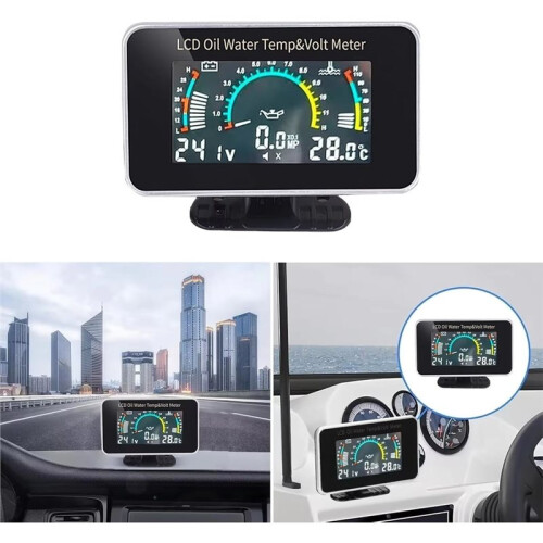 3 In1 LCD Auto Digitale Meter Voltmeter/Olie Druk/Watertemperatuur Universele Multi-Functionele Auto Vrachtwagen LCD Meter 2
