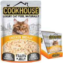 COOKHOUSE 100% Natural & Complete Luxury Wet Cat Food - Chicken Breast - Fillets in Jelly - 18 x 70g Pouches