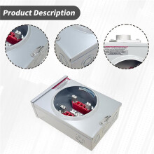 125 Amp Meter Socket 4 Jaw Ringless Meter Base, 600V 1 Phase 3 Wire with Meter Cover Plate for Overhead/Underground Feed