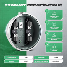 Meter Socket 100A,4-Jaw Meter Base Meter Socket 240V Single Phase 3-Wire with Horn Bypass for Overhead or Underground