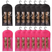 12 Pcs Wig Hangers Set - Dust-Proof Wig Storage Bags with Hooks for Hair Extensions, Wig Organizer for Wig Bags Storage