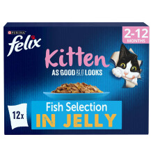 FELIX As Good As it Looks Kitten Fish in Jelly Wet Cat Food 12x85g (Pack of 4)