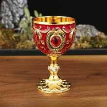 (Gold Red)Metal Small Liquor Cup With Creative Retro Style For Gift Or Home Entertainment