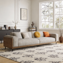 Modern 4-seater Sofa In Light Grey Fabric