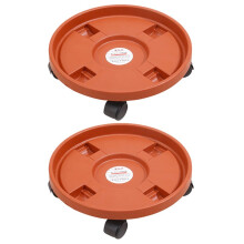 Heavy Duty Rolling Flower Pot Tray with Water Catch Tray, Brick Round Plant Dolly Universal Wheel Movable Planter Base