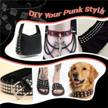 Flat Design 402PCS Punk Spikes and Studs Kit for Leather Clothing Bags Shoes - for DIY Repair Accessories Kit