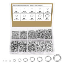 1000Pcs 304 Stainless Steel Spring Lock Washer Kit, Metric Split Washers for Screws Bolts Assortment