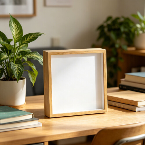 Stylish Square Display Frame With Concealed Compartment-White 1