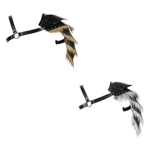 Warriour Single Pauldron Schulterpanzer aus Kunstleder-Schwarz 1