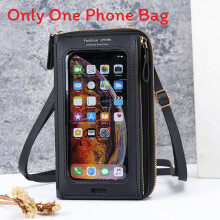 (Black) Touch Screen Phone Bag Small Crossbody Shoulder Handbag Women Purse Outings Coin