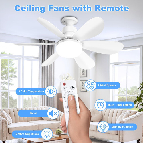 52CM Ceiling Fans with Lights and Remote 2