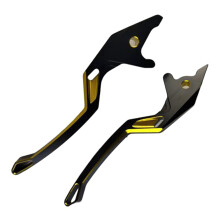 Motorcycle Left Right Side Black Hydraulic Brake Handle-Gold