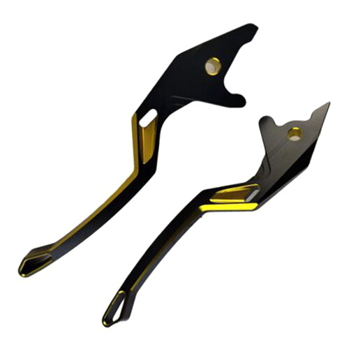 Motorcycle Left Right Side Black Hydraulic Brake Handle-Gold