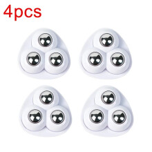 (4pcs White A) 4pcs Mute Rollers For Furniture Self Adhesive 3 Beads Ball Wheels Universal Pulley Rotating Wheels for Bins Storage Box