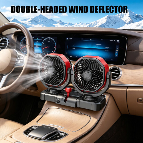 12V 24V Vehicle Cooling Fan with Double Head Oscillating 1