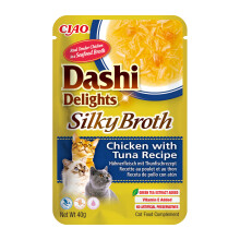 INABA Dashi Delights Silky Broth, Wet Food for Cats with Chicken and Tuna, Fish Broth, Rich in Protein, Natural Ingredients, Complementary Meal