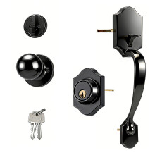 Type lourd poignée de porte d'entrée et système de serrure-noir