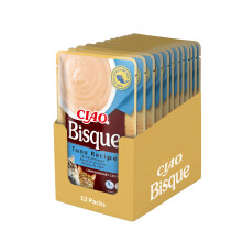 Ciao Bisque by INABA Wet Cat Food - Tuna - 12 Packs (480g total) / Moist Treat, Delicious & Healthy Snack, Puree Food Topper, Side Dish, Complement