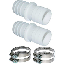 2-Pack Pool Hose Connector - 32mm Diameter with 1 1/4" Hose Clamps Double Sockets Edition 0620