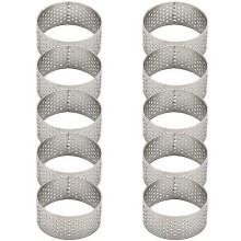 10pcs 4.5cm Round Stainless Perforated Seamless Tart Ring Quiche Ring Tart Pie Tart Ring With Hole Edition 0620