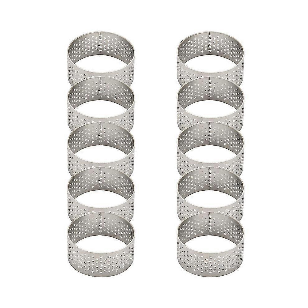 10pcs 4.5cm Round Stainless Perforated Seamless Tart Ring Quiche Ring Tart Pie Tart Ring With Hole Edition 0620