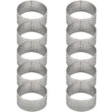 10-Pack of 4.5cm Diameter Stainless Steel Perforated Tart Rings Edition 0620