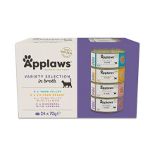 Applaws 100% Natural Wet Cat Food, Multipack Chicken and Fish Selection in Broth 70g Tin (24 x 70g Tins)