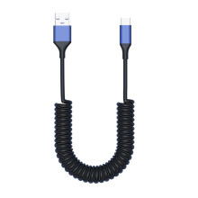 Stretchable USB C Data Cable Wire PVC Material Quick-Blue