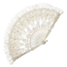 White Lace Foldable Fan Handheld Fan For Bridal Shower And-3943