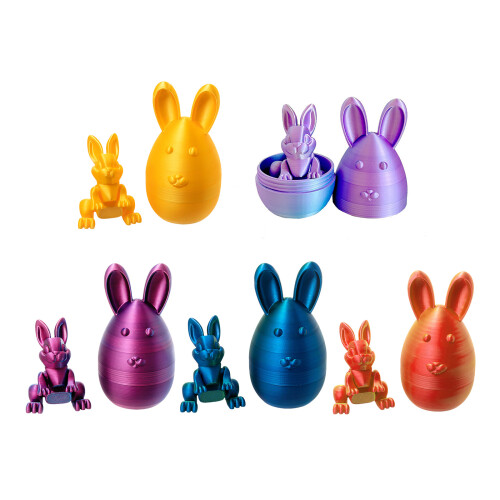 3D Printed Rabbit Set With Flexible Joints And-Blue green 1