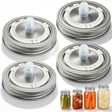 Couvercles de Fermentation MasonJar, 4 Pièces en Acier Inoxydable à Auto-Évacuation pour Bocaux à Large Ouverture, pour Choucroute