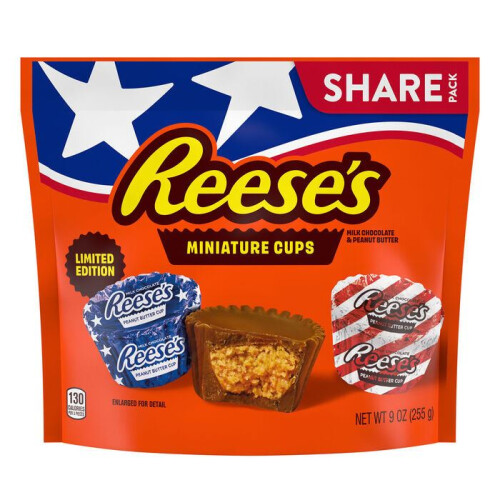 Reese's Peanut Butter Red, White & Blue Miniature Cups Share Size (255g)