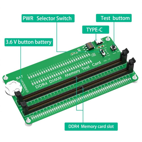 DDR4 Memory Tester, Desktop Computer DDR4 Memory Test Card with LED Indicators for Desktop Computer DDR4 Memory 2