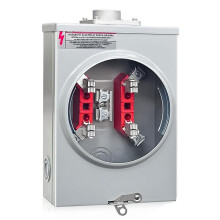 125 Amp Meter Socket 4 Jaw Ringless Meter Base, 600V 1 Phase 3 Wire with Meter Cover Plate for Overhead/Underground Feed