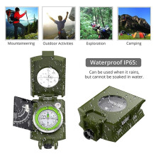 IP65 Lensatic Sighting Compass with Clinometer, Waterproof Navigation Compass for Hiking Survival Camping