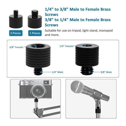24 Pcs Camera Tripod Adapter, 1/4 to 3/8 Threaded Converter Tripod Thread Adapter for DSLR Camera, Quick Release Plate 2