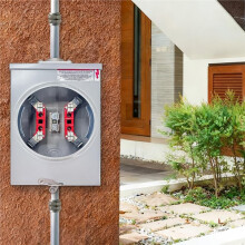 125 Amp Meter Socket 4 Jaw Ringless Meter Base, 600V 1 Phase 3 Wire with Meter Cover Plate for Overhead/Underground Feed