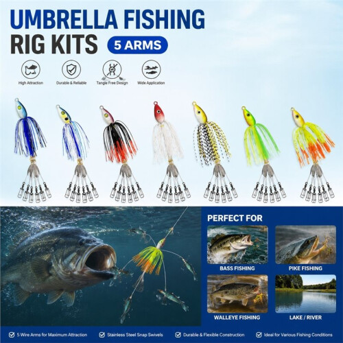 Spinner Alabama Rig Angelköder Regenschirm Angelruten Köder 5 Arm Spinner Weichköder Rig für Barschangeln Köder Rigs F