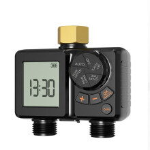 2-Outlet Watering Timer Sprinkler Timer 2 Zone LCD Display Manual/Automatic Sprinkler Controller IPX6 Imperial