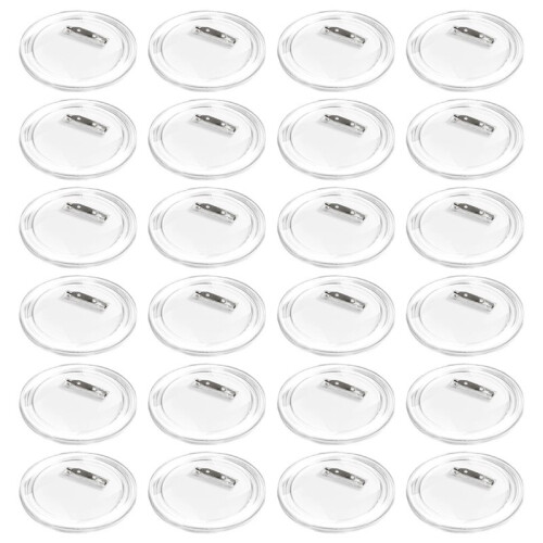 Pacote com 24 Botões Transparentes de 3 Polegadas - Botões de Acrílico em Branco para Artesanato DIY