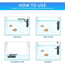 Filtro Interno Submersível para Aquário, Bomba Potente Multifuncional para Aquários de 2 A 10 Galões, 53 GPH, 2,5 W, Plugue Europeu