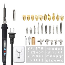 Digital Temperature Pyrography Pen Kit, 28PCS Adjustable Heat Wood Burning Tool Set with Tips, Stencils & Stand GB Plug