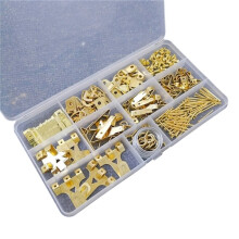 195PCS Picture Hanging Hardware Kit, Multi-Weight Hooks, D-Rings, Wire & Nails for Frames, Mirrors & Wall Art (Gold)